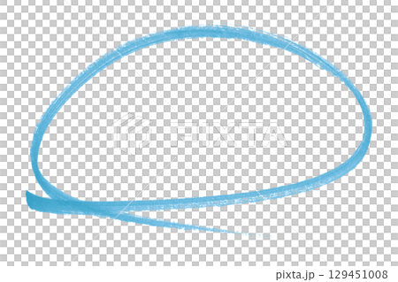 Light blue pencil highlight circle mark isolated on transparent background 129451008