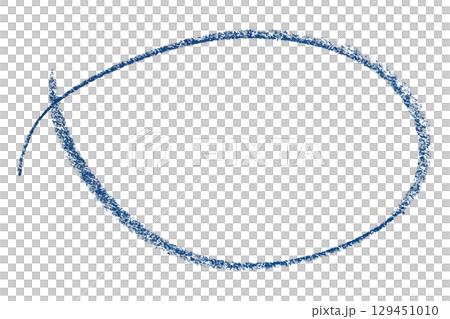 Blue pencil highlight circle mark isolated on transparent background 129451010