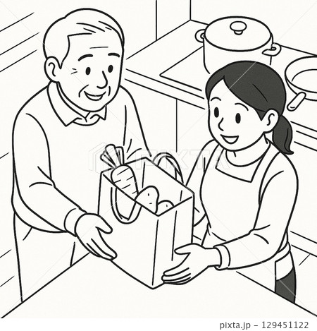 家族の日常/叔父と娘 モノクロシンプルイラスト Generative AI 家族の日常/叔父と娘 モノクロシンプルイラスト Generative AI 129451122