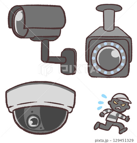 防犯カメライラストセット 129451329