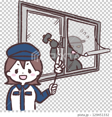 防犯フィルムを説明する人のイラスト 129451332