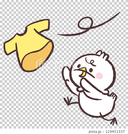 一隻白鳥追逐飛翔的洗衣物的插圖 129451337
