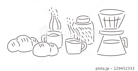 シンプルな線画イラスト:コーヒー シンプルな線画イラスト:コーヒー 129452333