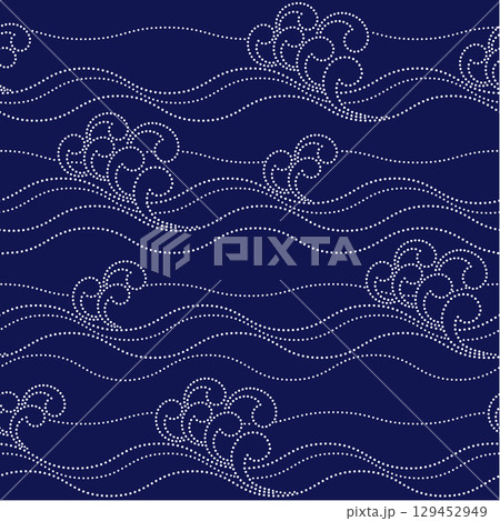 波をイメージした日本の伝統的な文様, 129452949