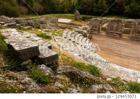 Amphitheater of ancient Baptistery at Butrint, Albania 129453071