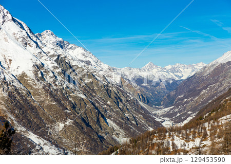 Snow mountain in Switzerland near Zermatt on day 129453590