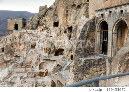 Vardzia ancient cave city carved into the rock - famous attraction of Georgia 129453672