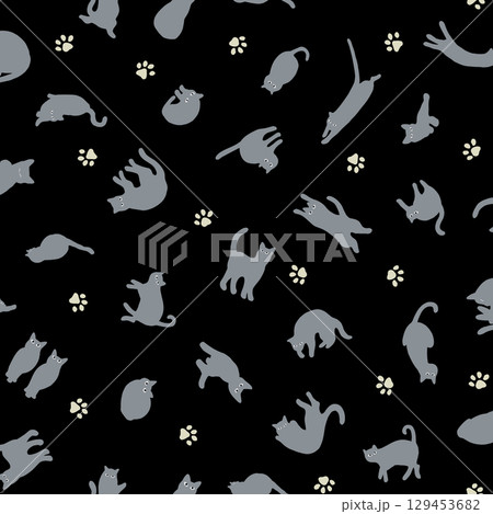 印象的で可愛いネコの柄背景, 129453682