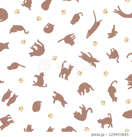 印象的で可愛いネコの柄背景, 129453683