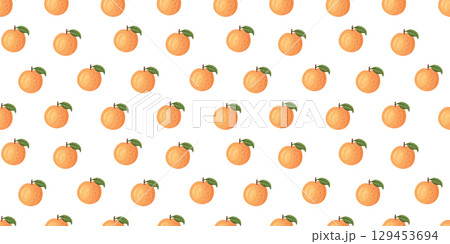 Peach pattern with multiple small peaches on white background 129453694