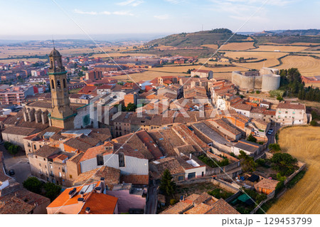 View from drone of spanish city Calaf View from drone of spanish city Calaf 129453799