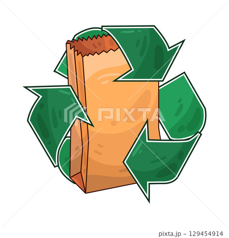 illustration of recycle paper bag illustration of recycle paper bag 129454914