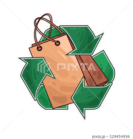 illustration of recycle paper bag 129454936