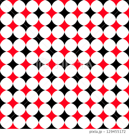 Harlequin red and black seamless pattern. Argyle rhombus fabric texture. Diamond lozenge simple background. Joker geometric wallpaper. Venetian rhomb geometric carnival ornament. Vector illustration 129455172