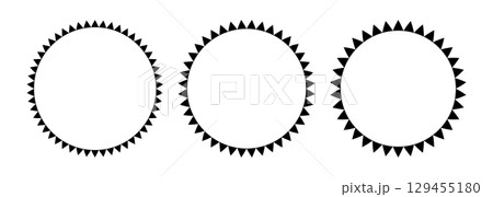 African pattern circle frame. Mexican ethnic motif border. Triangular ornament round frame. Sun stamp. African ethnic culture ornament Vector illustration isolated on white background African pattern circle frame. Mexican ethnic motif border. Triangular ornament round frame. Sun stamp. African ethnic culture ornament Vector illustration isolated on white background 129455180