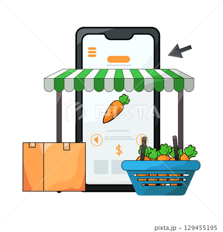 illustration of digital marketplace 129455195