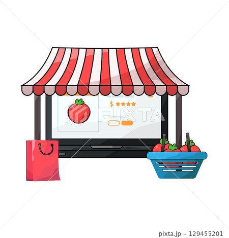 illustration of digital marketplace illustration of digital marketplace 129455201