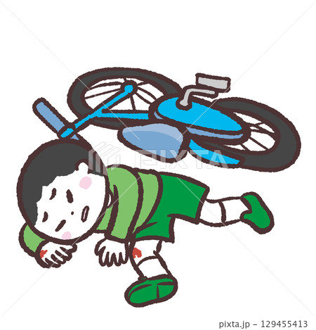 自転車で転ぶ男の子イラスト 129455413
