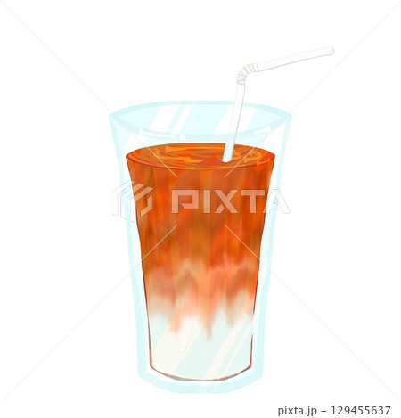 ストローの入ったキャラメルラテ 129455637