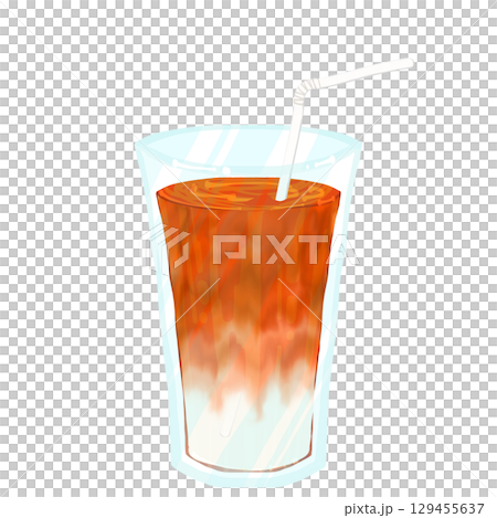 ストローの入ったキャラメルラテ 129455637