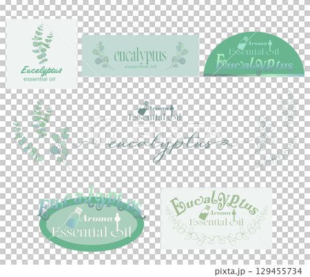 Eucalyptus essential oil logo and illustration Eucalyptus essential oil logo and illustration 129455734