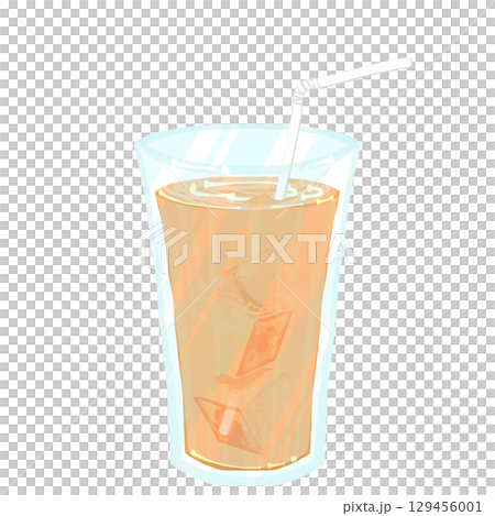 奶茶配吸管和冰塊 129456001