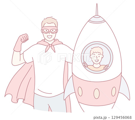 Superhero with Rocket A Journey of Adventure and Imagination Awaits You in Space 129456068