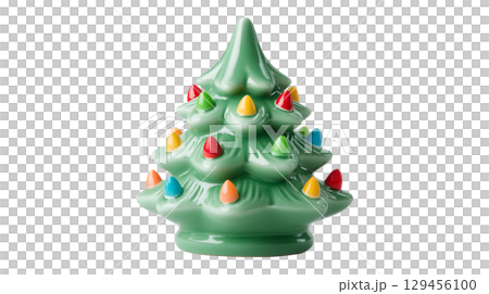 A vintage ceramic Christmas tree for a nostalgic and kitsch holiday decoration A vintage ceramic Christmas tree for a nostalgic and kitsch holiday decoration 129456100