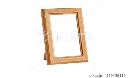 An empty wooden picture frame as a mockup or template for your image 129456113