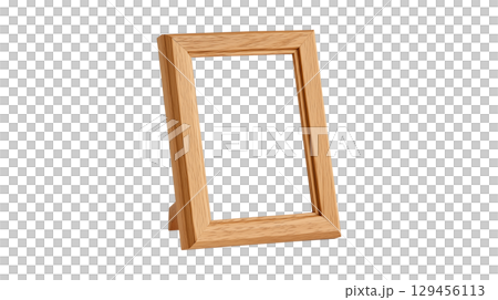 An empty wooden picture frame as a mockup or template for your image 129456113
