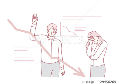 Stressed businesspeople experience financial problems 129456269