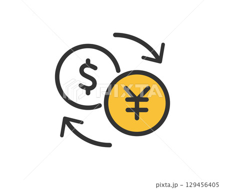 ドルと円の通貨交換ベクターアイコン ( シンプル ) ドルと円の通貨交換ベクターアイコン ( シンプル ) 129456405