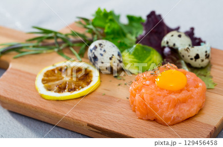 Fresh salmon tartare Fresh salmon tartare 129456458