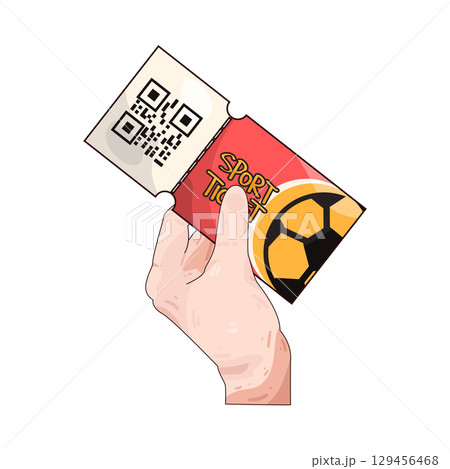 illustration of hand holding soccer ticket 129456468