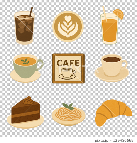 Cafe menu icon food sweets illustration cutout 129456669