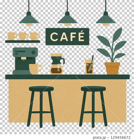 カフェカウンター　切り抜きイラスト 129456672