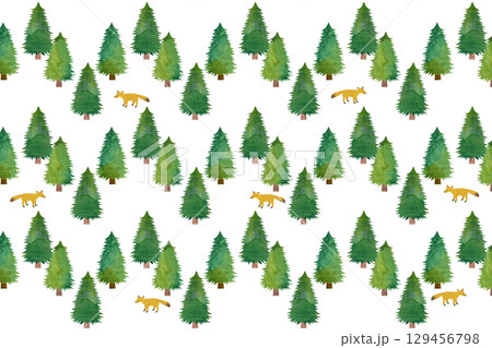 森とキツネの背景イラスト 129456798