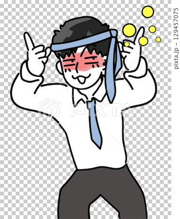 Vector illustration of a young employee getting drunk and becoming drunk Vector illustration of a young employee getting drunk and becoming drunk 129457075