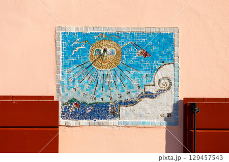 Rovinj, Croatia Vintage sundial on the wall 129457543