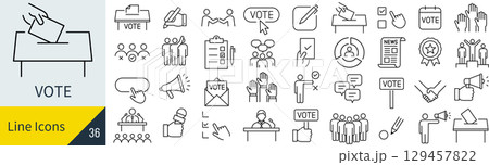 投票に関するアイコンセット 投票に関するアイコンセット 129457822