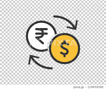 インドルピーと米ドルの通貨交換ベクターアイコン ( シンプル ) 129458560