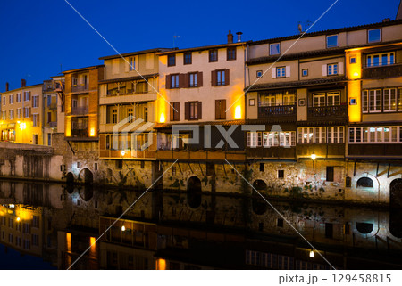 Night view of Castres, France 129458815