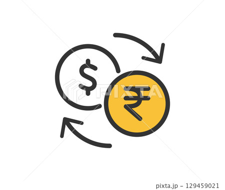 米ドルとインドルピーの通貨交換ベクターアイコン ( シンプル ) 129459021
