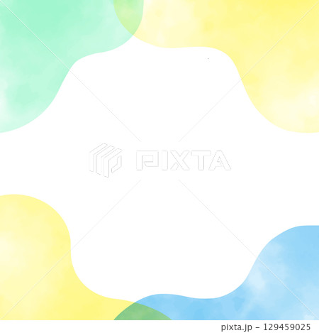 水彩のおしゃれな正方形のベクターフレーム 青系 流体 水彩のおしゃれな正方形のベクターフレーム 青系 流体 129459025