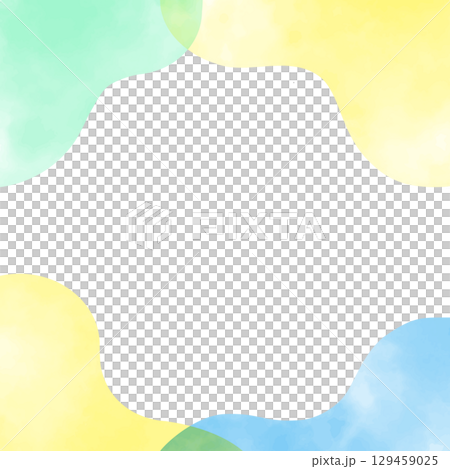 水彩のおしゃれな正方形のベクターフレーム 青系 流体 水彩のおしゃれな正方形のベクターフレーム 青系 流体 129459025