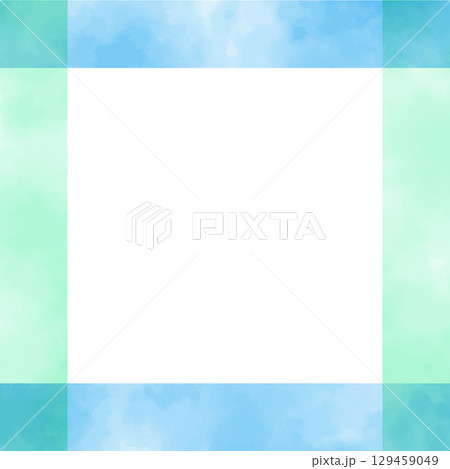 水彩のおしゃれな正方形のベクターフレーム 青系 枠 水彩のおしゃれな正方形のベクターフレーム 青系 枠 129459049