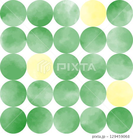 水彩のおしゃれな正方形のベクターフレーム　緑系　新緑　ドット 129459068