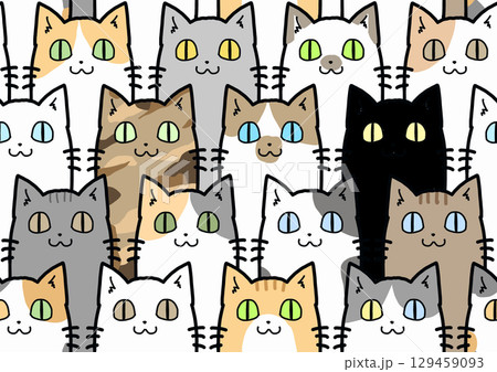 色んな柄の猫のシームレス壁紙。 色んな柄の猫のシームレス壁紙。 129459093