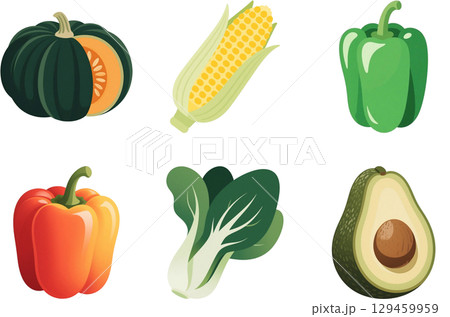 夏野菜の可愛いアイコン 129459959