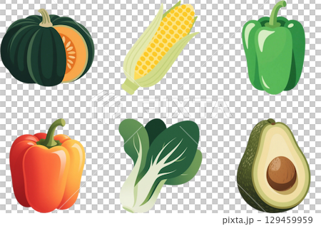 可愛的夏季蔬菜圖標 可愛的夏季蔬菜圖標 129459959